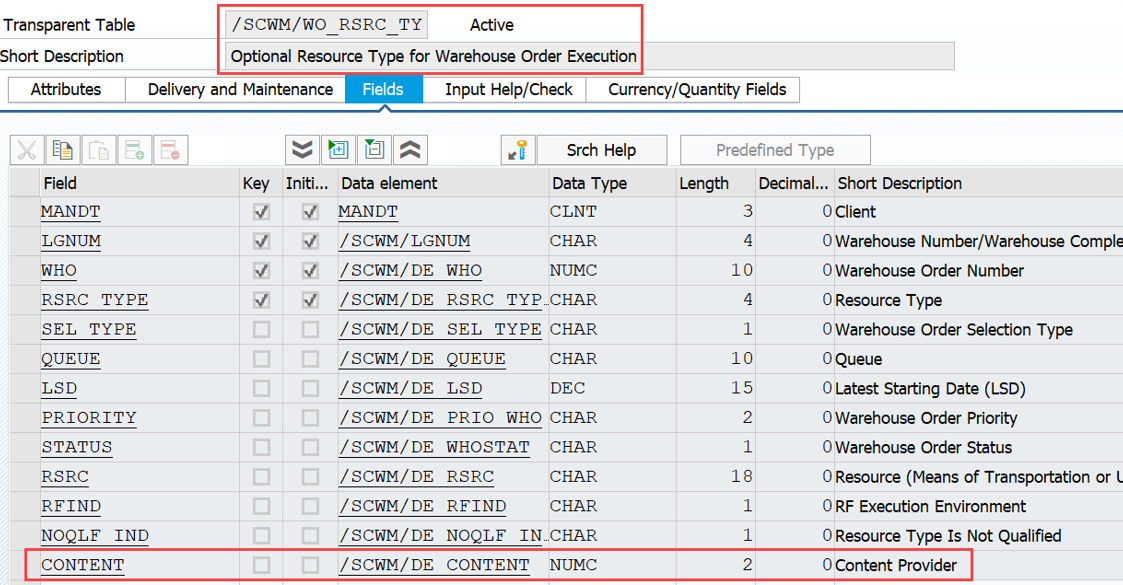 Warehouse Order Content Field