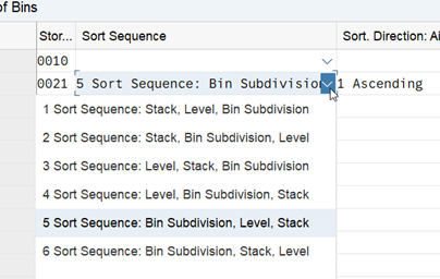 SAP EWM storage bin sorting CLSP_10