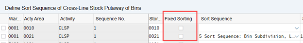 SAP EWM storage bin sorting CLSP_16