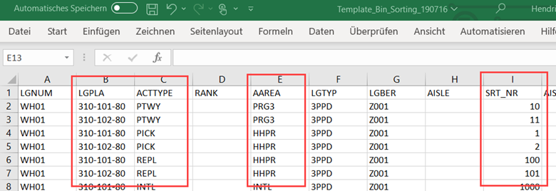 SAP EWM storage bin sorting CLSP_18