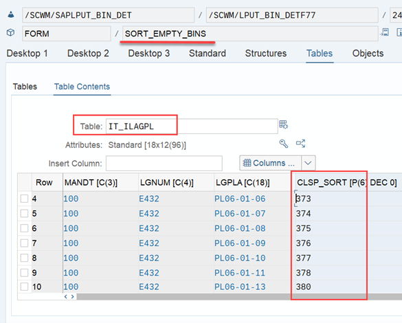 SAP EWM storage bin sorting CLSP_25