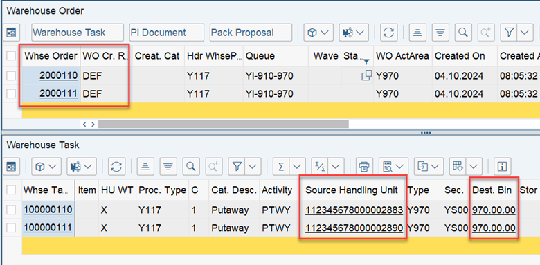 SAP EWM WOCR UNDE and DEF_12