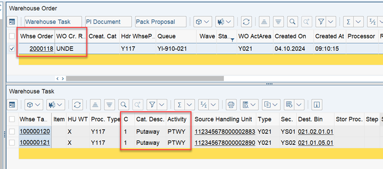 SAP EWM WOCR UNDE and DEF_24