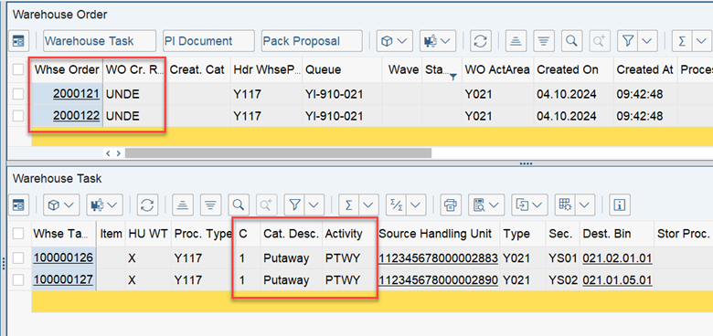 SAP EWM WOCR UNDE and DEF_26