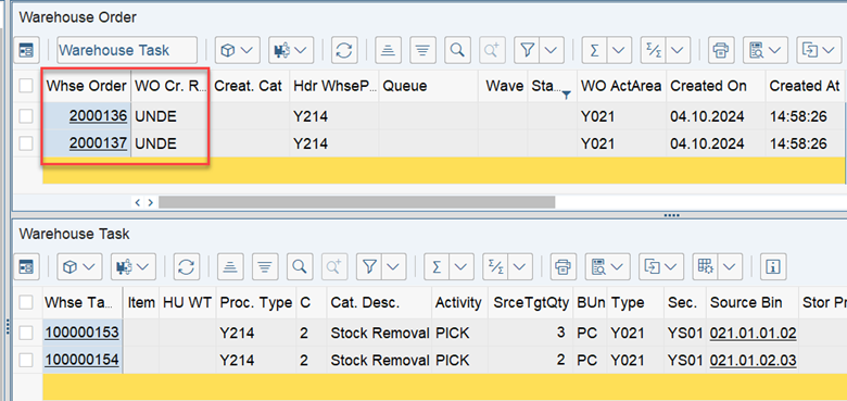 SAP EWM WOCR UNDE and DEF_32