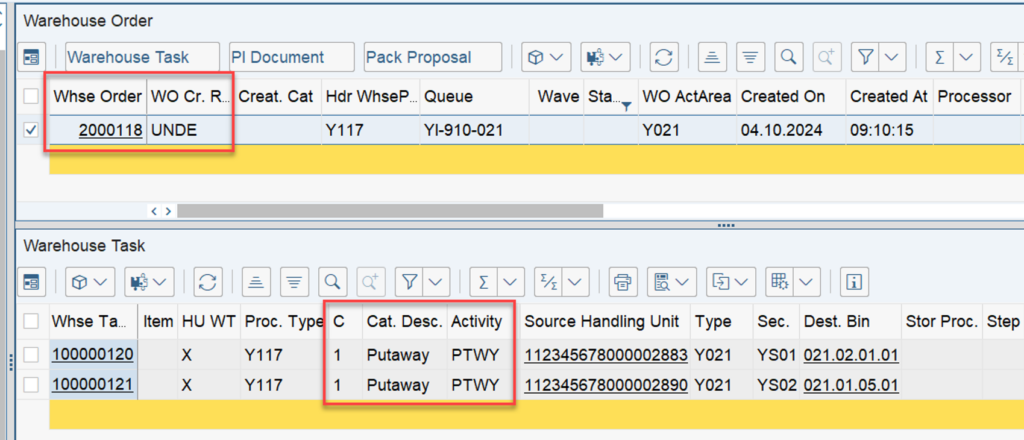 SAP EWM WOCR UNDE and DEF_24