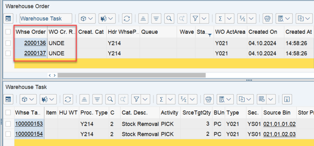 SAP EWM WOCR UNDE and DEF_32