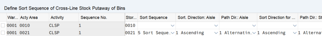 SAP EWM storage bin sorting CLSP_09