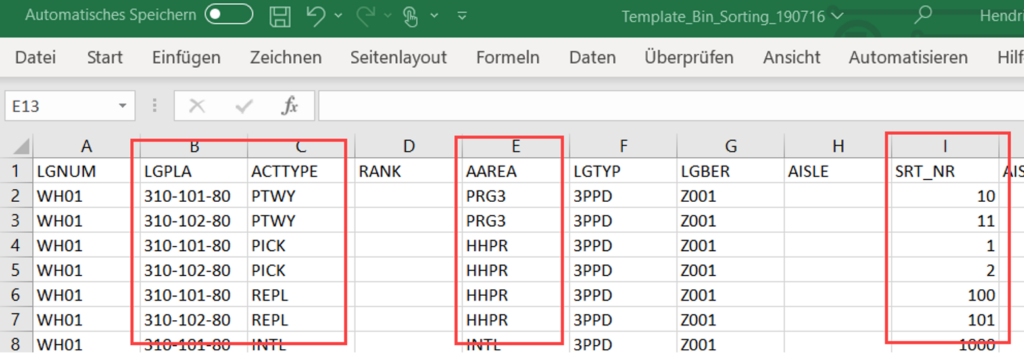 SAP EWM storage bin sorting CLSP_18