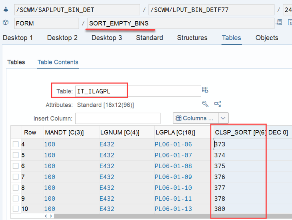 SAP EWM storage bin sorting CLSP_25